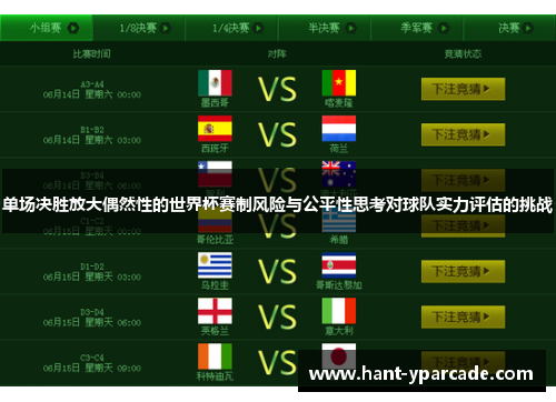 单场决胜放大偶然性的世界杯赛制风险与公平性思考对球队实力评估的挑战